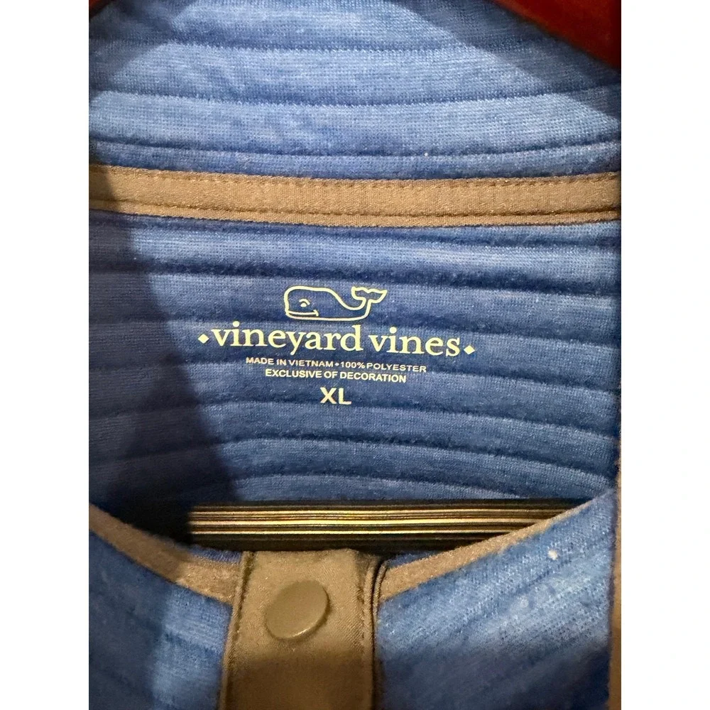 Vineyard Vines Mens XL Blue Ribbed Snap Mock Neck Pullover 1K004307
